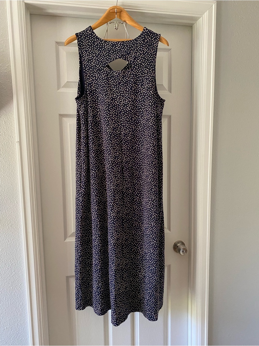 J. Jill Wearever collection women’s  navy polka dot midi dress size L - Picture 4 of 6